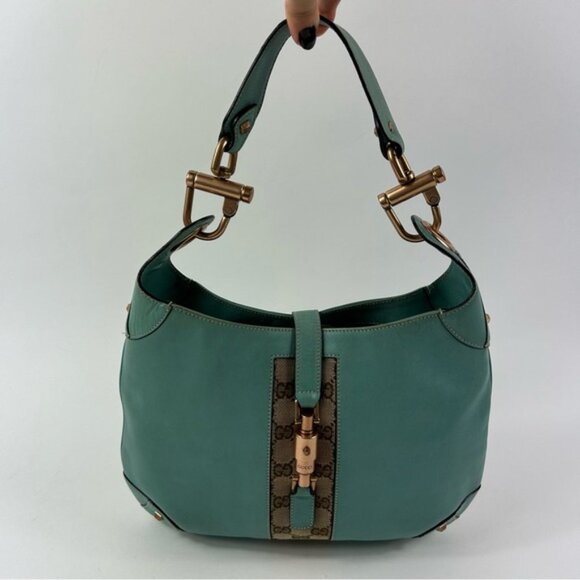 GUCCI Jackie GG Canvas Shoulder Bag Blue - Picture 3 of 12
